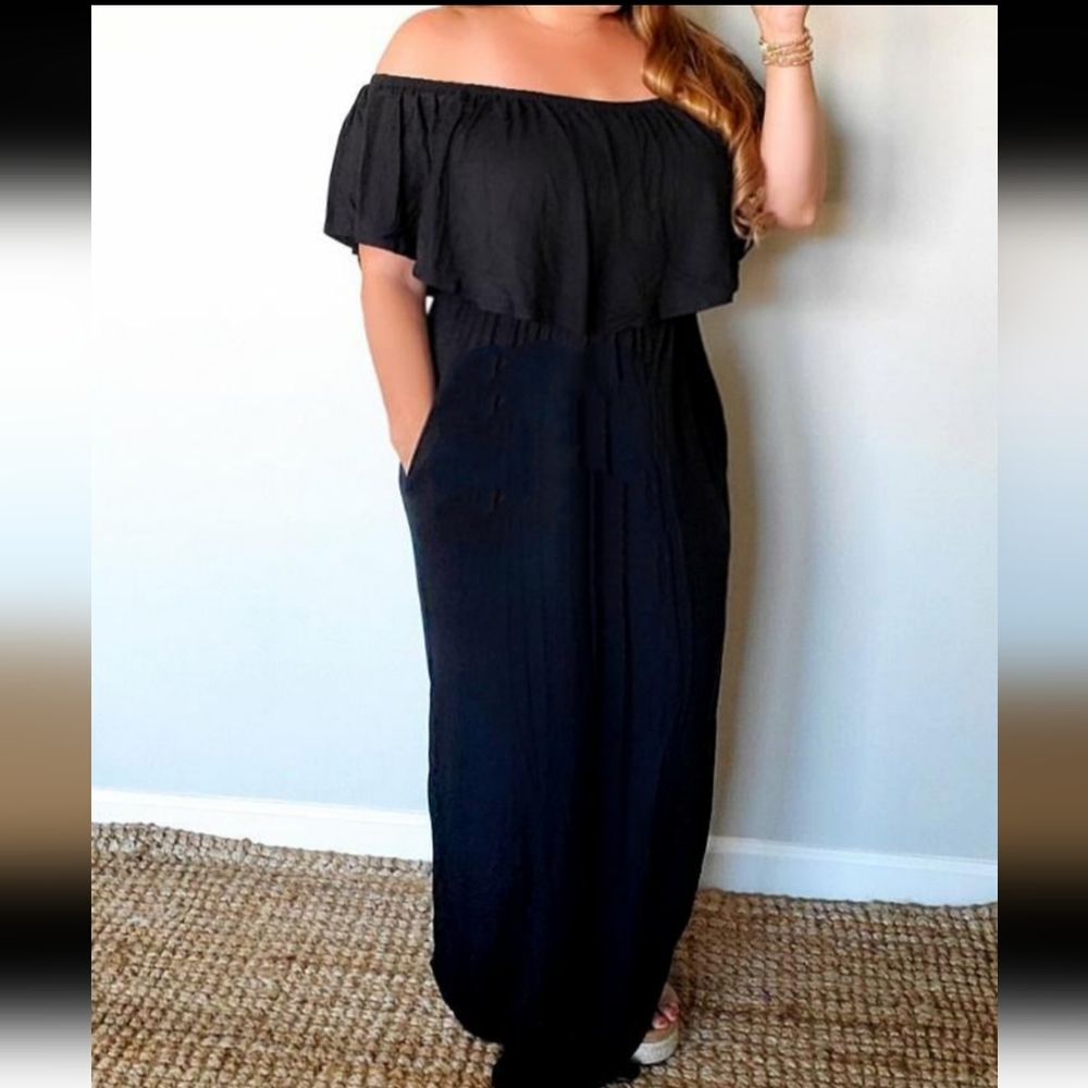 Off The Shoulder Maxi Dress Black